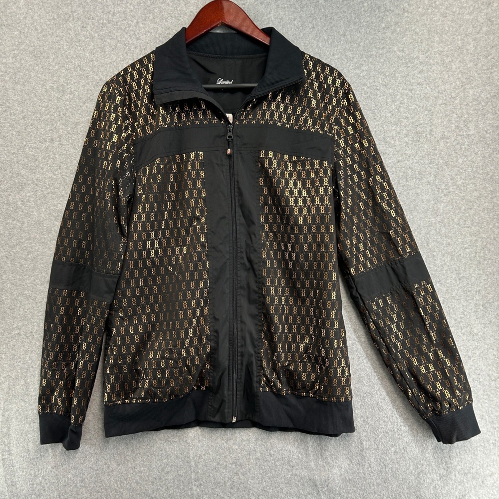 Lululemon Size 6 New Moves Logo Track Jacket Gold Foil Omega Limited Edition‎